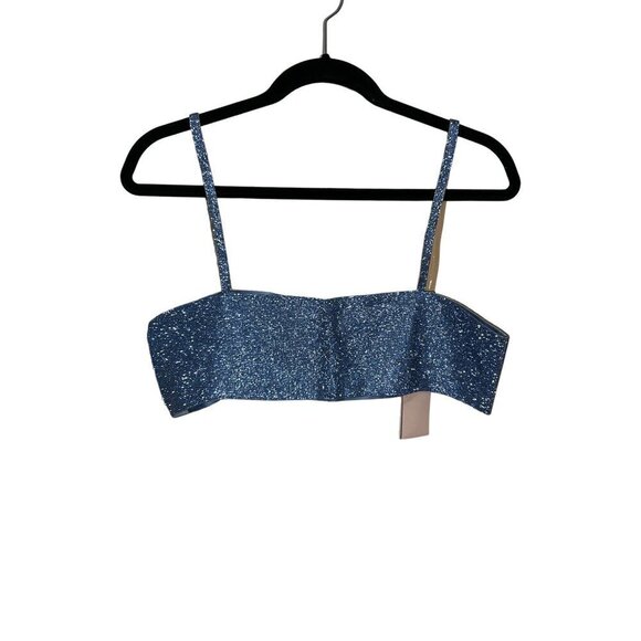 Nue Studio Charlotte Top iin Sky Blue Medium New Womens Cropped Crystal Tank - Picture 7 of 16